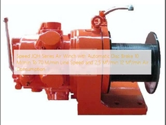 ความเร็ว JQH ซีรี่ย์ลม Winch กับอัตโนมัติดิสก์เบรค 10 M/min ถึง 70 M/min ความเร็วสายและ 2.5 M3/min 12 M3/min การบริโภคลม